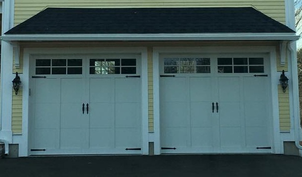 Carriage Style Door, 6-Pane Glass With Decorative Hardware