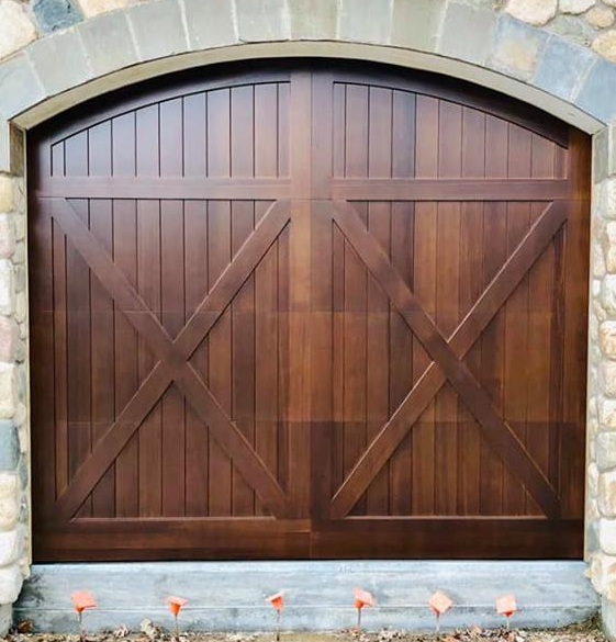 Solid Custom Carriage Style Door, Solid Arched Top Section