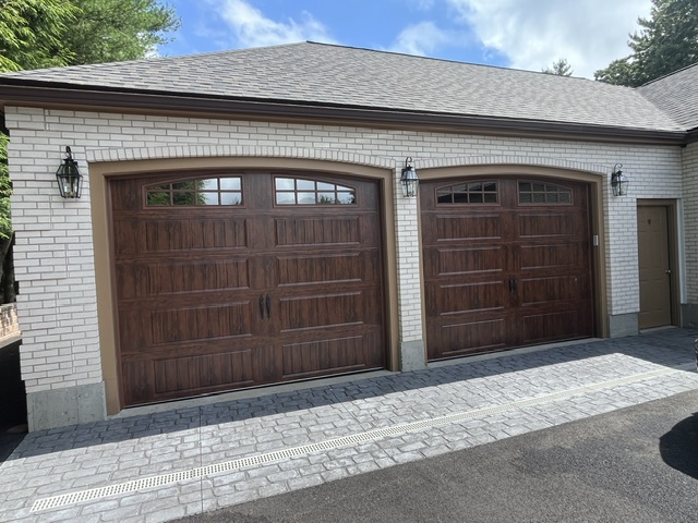 Long Panel Beadboard Design, Arched Stockton Glass, With Decorative Handles